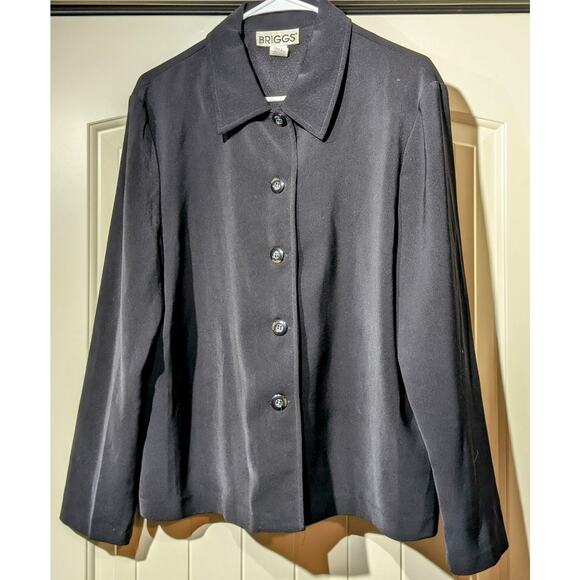 Vintage Briggs Black Button Front Unlined Jacket Womens Size L - Picture 1 of 6